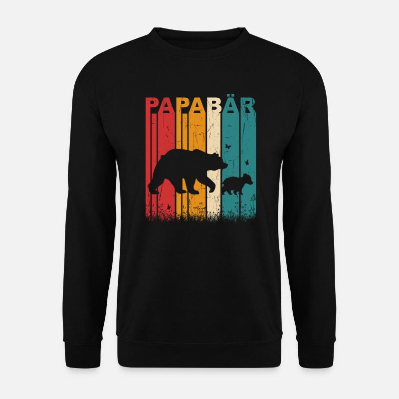 Papabär Papa bär Vatertag Retro Vintage Tiere - Unisex Pullover - Schwarz