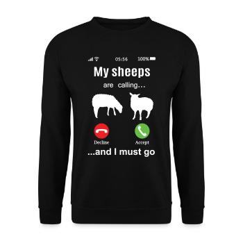 Sheep funny sheep call shepherd gift idea fun - Unisex Sweatshirt - black - Front - Alina (178cm) & Michal (187cm)