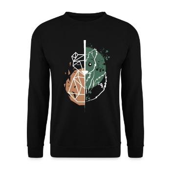 Fox vs Origami weiße Zeichnung - Unisex Pullover - Schwarz - Vorne - Alina (178cm) & Michal (187cm)