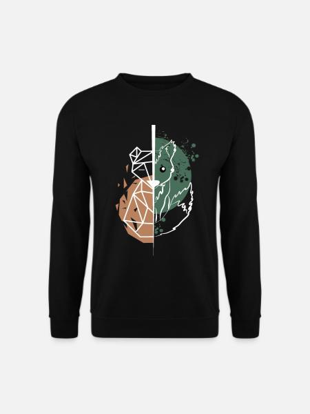 Renard vs origami dessin blanc - Sweat-shirt Unisexe - noir