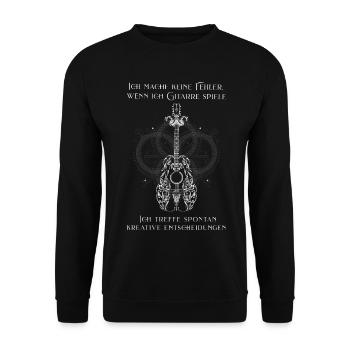 Gitarre Gitarrist Ich mache keine Fehler - Unisex Pullover - Schwarz - Vorne - Alina (178cm) & Michal (187cm)