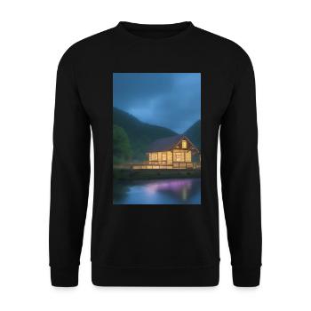 Charmante Hütte am See - Unisex Pullover - Schwarz - Vorne - Alina (178cm) & Michal (187cm)