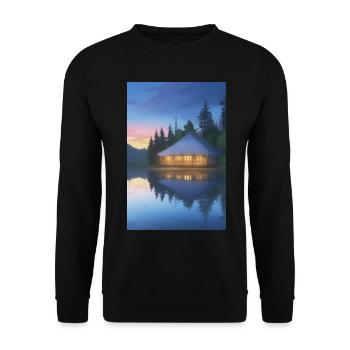 Charmante Hütte am See - Unisex Pullover - Schwarz - Vorne - Alina (178cm) & Michal (187cm)