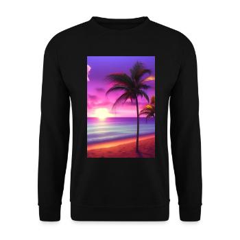 Karibik Palmen Strand - Unisex Pullover - Schwarz - Vorne - Alina (178cm) & Michal (187cm)