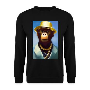 Cool monkey with gold chain - Unisex Sweatshirt - black - Front - Alina (178cm) & Michal (187cm)