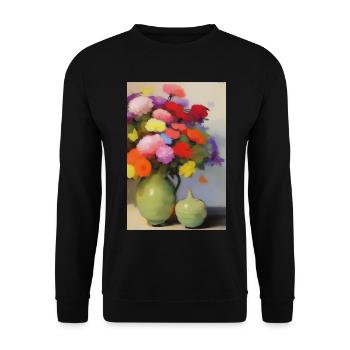 Blumen und Schmetterling - Unisex Pullover - Schwarz - Vorne - Alina (178cm) & Michal (187cm)