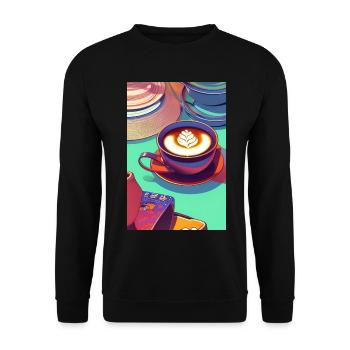 Coffee, coffee beans - Unisex Sweatshirt - black - Front - Alina (178cm) & Michal (187cm)