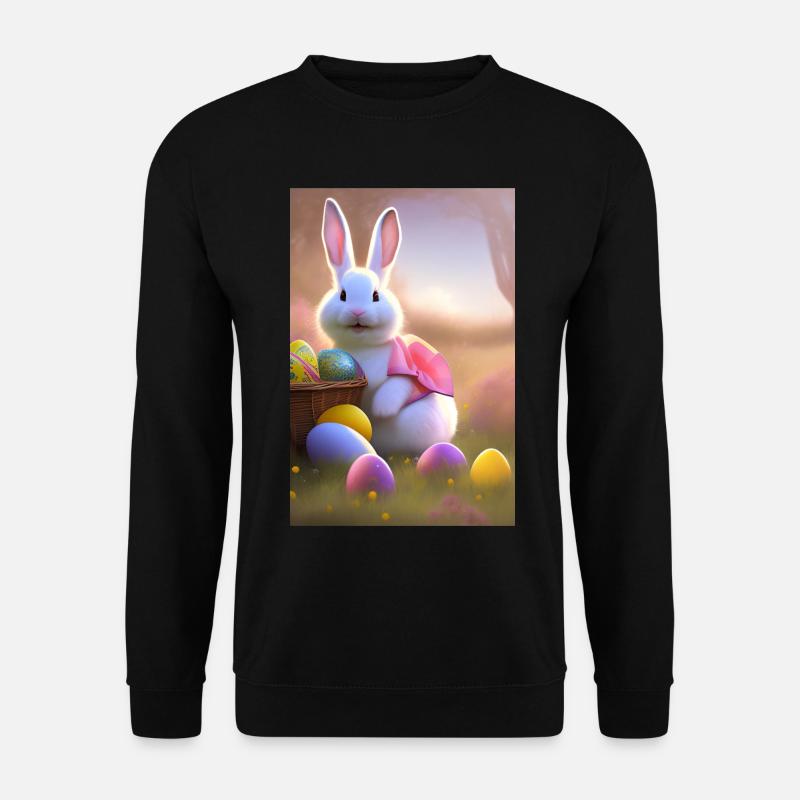 Osterhase mit Oster Eier - Unisex Pullover - Schwarz