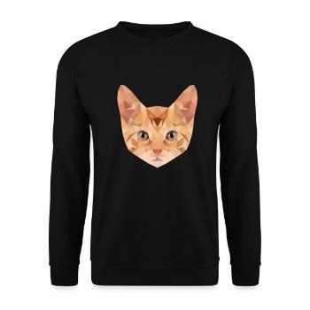 Katze | Polygon Kätzchen Kopf | Katzenkopf Kater - Unisex Pullover - Schwarz - Vorne - Alina (178cm) & Michal (187cm)
