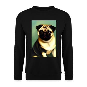 Mops Hund - Unisex Pullover - Schwarz - Vorne - Alina (178cm) & Michal (187cm)