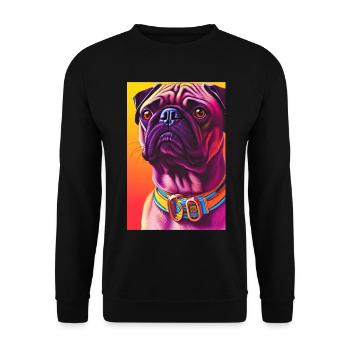 Mops Hund - Unisex Pullover - Schwarz - Vorne - Alina (178cm) & Michal (187cm)
