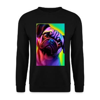 Mops Hund - Unisex Pullover - Schwarz - Vorne - Alina (178cm) & Michal (187cm)