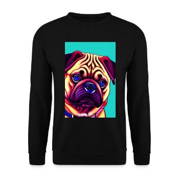 Mops Hund - Unisex Pullover - Schwarz - Vorne - Alina (178cm) & Michal (187cm)