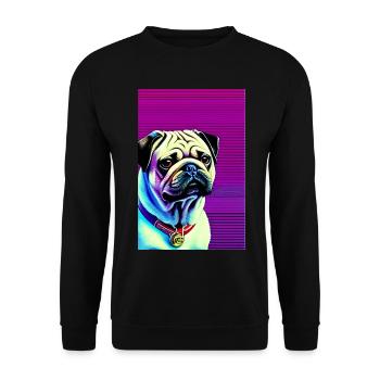 Mops Hund - Unisex Pullover - Schwarz - Vorne - Alina (178cm) & Michal (187cm)