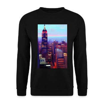 New York City Skyline - Unisex Sweatshirt - black - Front - Alina (178cm) & Michal (187cm)