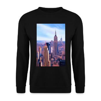 New York City Skyline - Unisex Sweatshirt - black - Front - Alina (178cm) & Michal (187cm)