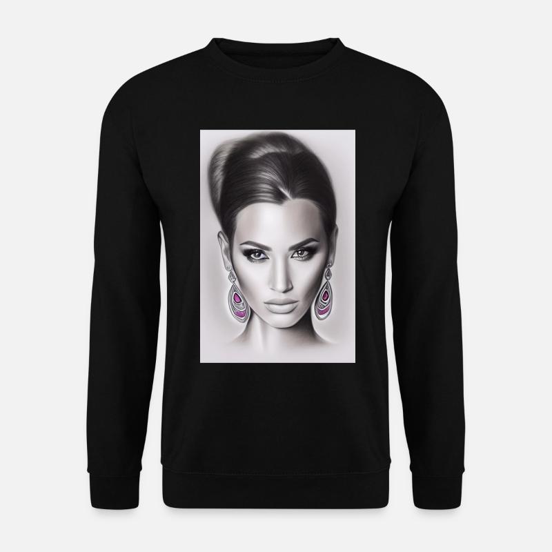 Frau mit Ohrring - Unisex Pullover - Schwarz