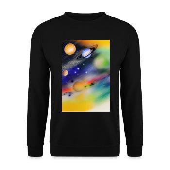 Weltall und Planeten - Unisex Pullover - Schwarz - Vorne - Alina (178cm) & Michal (187cm)