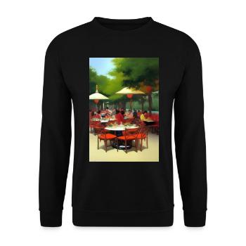 Outdoor Asian Cafe - Unisex Sweatshirt - black - Front - Alina (178cm) & Michal (187cm)