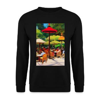 Outdoor Asian Cafe - Unisex Sweatshirt - black - Front - Alina (178cm) & Michal (187cm)