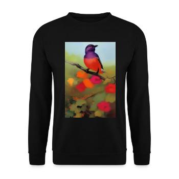 Oiseau sur branche avec des fleurs colorées - Sweat-shirt Unisexe - noir - Devant - Alina (178cm) & Michal (187cm)