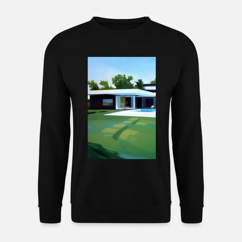 Weiße Villa mit Pool - Unisex Pullover - Schwarz