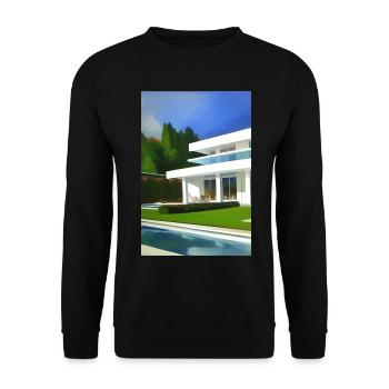 White villa with pool - Unisex Sweatshirt - black - Front - Alina (178cm) & Michal (187cm)