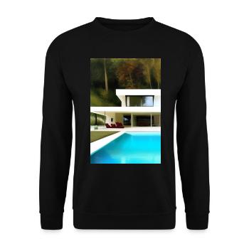 White villa with pool - Unisex Sweatshirt - black - Front - Alina (178cm) & Michal (187cm)