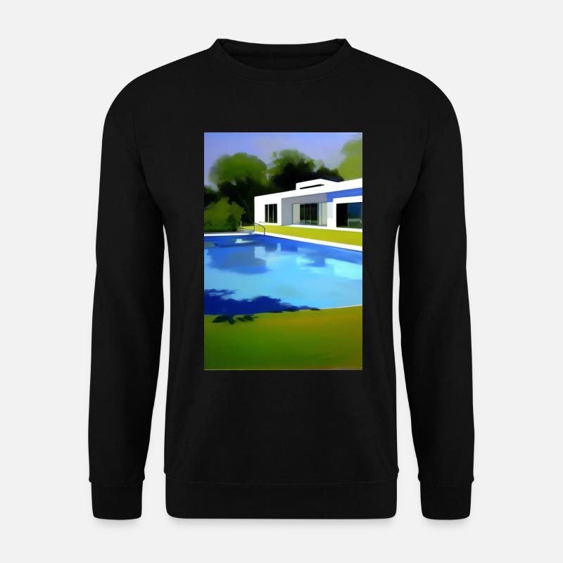 White villa with pool - Unisex Sweatshirt - black