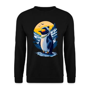 Pingouin mignon - Sweat-shirt Unisexe - noir - Devant - Alina (178cm) & Michal (187cm)