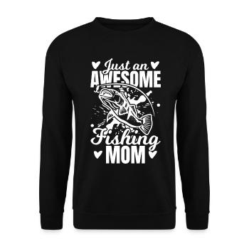 Lustige Fischer Mama - Unisex Pullover - Schwarz - Vorne - Alina (178cm) & Michal (187cm)