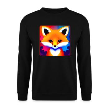 Niedlicher bunter Fuchs - Unisex Pullover - Schwarz - Vorne - Alina (178cm) & Michal (187cm)