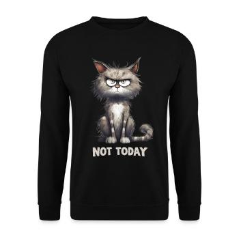 Wütender Kater Katze Not Today - Unisex Pullover - Schwarz - Vorne - Alina (178cm) & Michal (187cm)