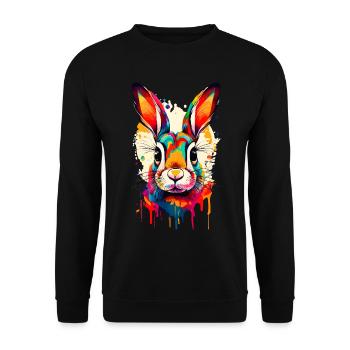 Hare Colorful - Hare Multicolored - Leporidae Rabbit - Unisex Sweatshirt - black - Front - Alina (178cm) & Michal (187cm)
