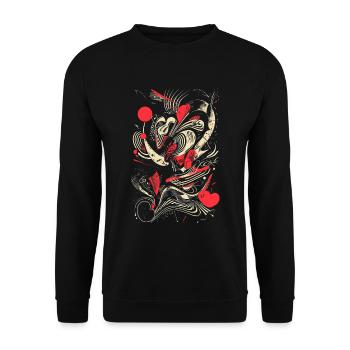 Cool Abstract Design with Dynamic Lines and Shades - Unisex Sweatshirt - black - Front - Alina (178cm) & Michal (187cm)
