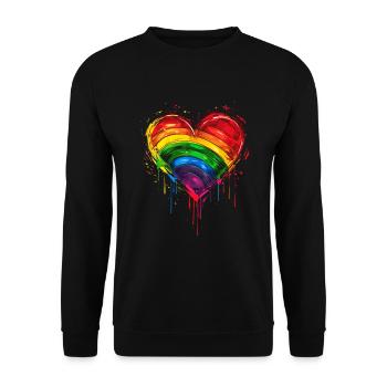 Cœur arc-en-ciel abstrait avec éclaboussures d’encre - Pride - Sweat-shirt Unisexe - noir - Devant - Alina (178cm) & Michal (187cm)
