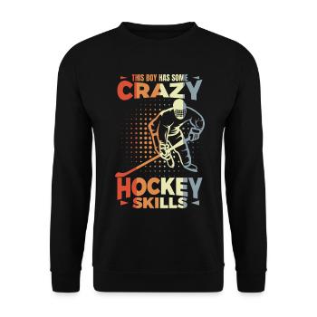 Kleiner Eishockeyspieler - Unisex Pullover - Schwarz - Vorne - Alina (178cm) & Michal (187cm)