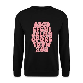 Buchstaben ABC Alphabet - Unisex Pullover - Schwarz - Vorne - Alina (178cm) & Michal (187cm)