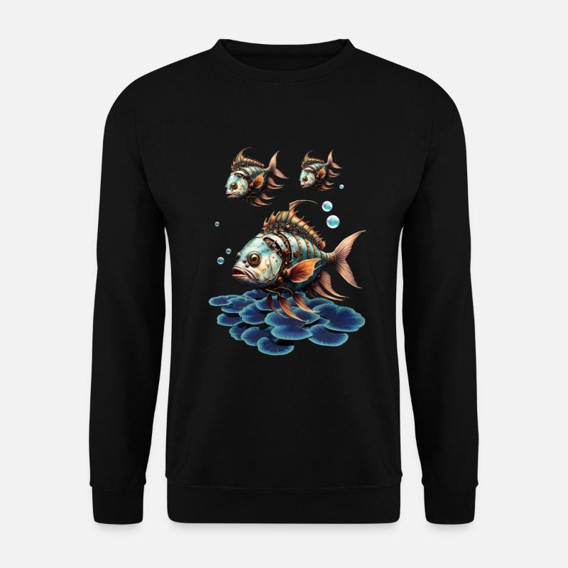 Toller Fantasy-Steampunk-Fisch. - Unisex Pullover - Schwarz