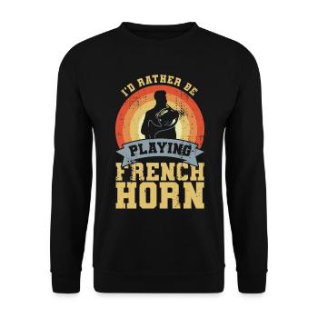 Lustiger Waldhornist Witz - Unisex Pullover - Schwarz - Vorne - Alina (178cm) & Michal (187cm)