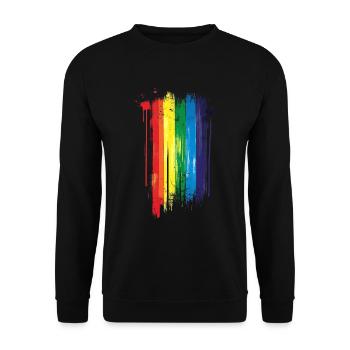 Dezentes und cooles tropfendes Pride-Flaggen-Regenbogen-Design - Unisex Pullover - Schwarz - Vorne - Alina (178cm) & Michal (187cm)