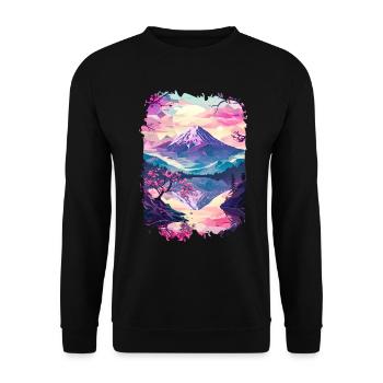 Retro Japanese Aaesthetic Landscape - Unisex Sweatshirt - black - Front - Alina (178cm) & Michal (187cm)