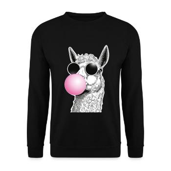 Bubble llama with humorous sunglasses - Unisex Sweatshirt - black - Front - Alina (178cm) & Michal (187cm)