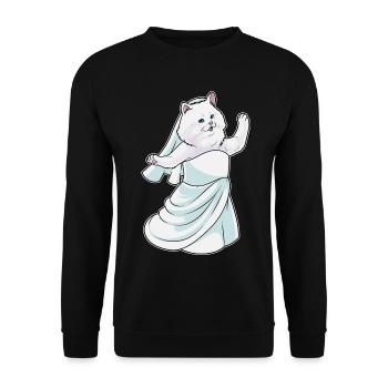 Persian Cat Bridal Wedding Dress Wedding - Unisex Sweatshirt - black - Front - Alina (178cm) & Michal (187cm)