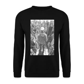 Hoodie over Skyline – Urban View - Unisex Sweatshirt - black - Front - Alina (178cm) & Michal (187cm)