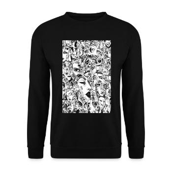 Mask Mosaic: Face Carousel - Unisex Sweatshirt - black - Front - Alina (178cm) & Michal (187cm)