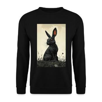 Nachtkaninchen im Nebel - Unisex Pullover - Schwarz - Vorne - Alina (178cm) & Michal (187cm)