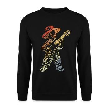 Ukulele Line Art Retro-Stil - Unisex Pullover - Schwarz - Vorne - Alina (178cm) & Michal (187cm)