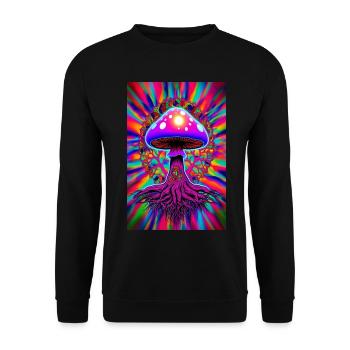 Psychedelischer Pilz - Unisex Pullover - Schwarz - Vorne - Alina (178cm) & Michal (187cm)