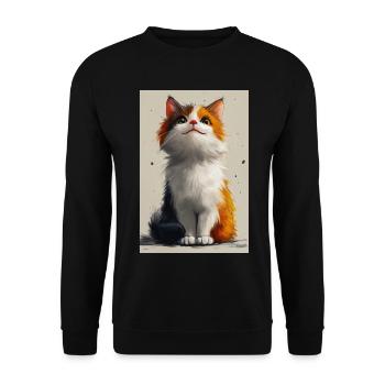 Cute Cat Illustration Poster - Unisex Sweatshirt - black - Front - Alina (178cm) & Michal (187cm)